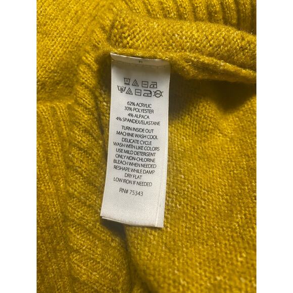 William Rast Alpaca Blend Mustard Yellow Turtleneck Sweater Size XS Soft Winter - Picture 6 of 7